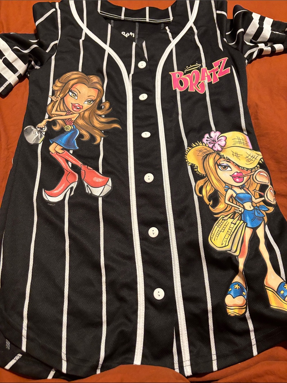 Women’s Black Pinstripe Button-Up Jersey Style Top